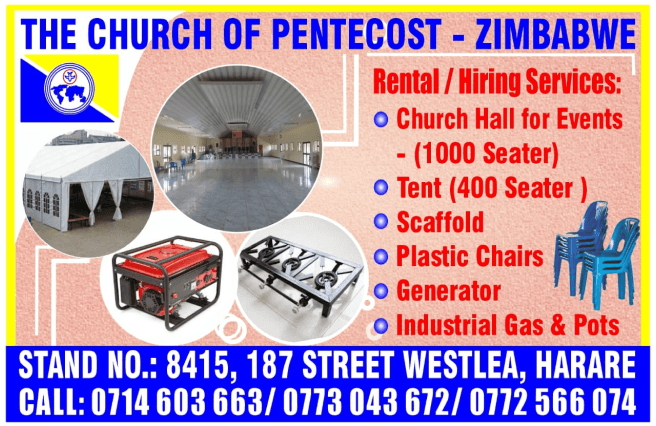 The Church of Pentecost Zimbabwe rental and hiring services flyer